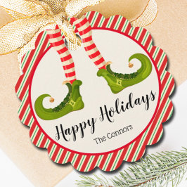 すてきクリスマス小妖精や小人レッグストライプホリデーホタテ フェイバータグ