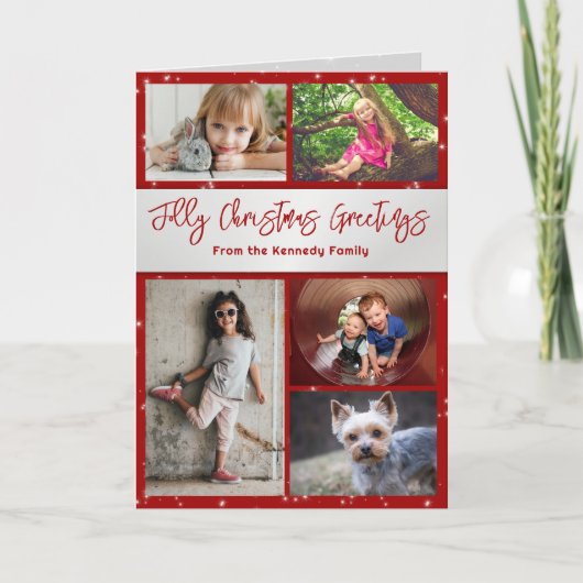 すてきクリスマス数々の写真の家族グリーティングカード シーズンカード (正面)