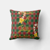 すてきクリスマス赤市松模様に緑杖 クッション (裏面)