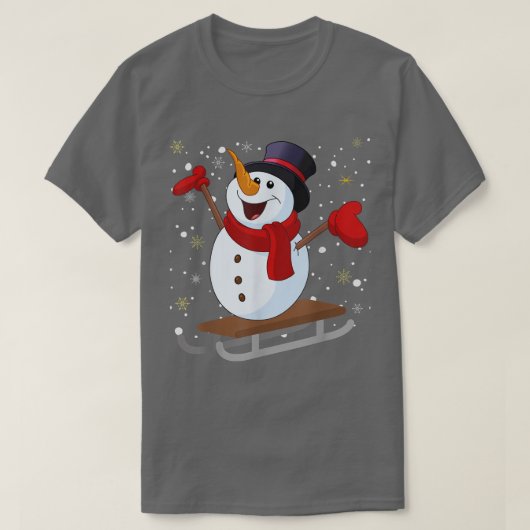 すてきクリスマス雪だるまスリディングトボガニンワイン Tシャツ (デザイン正面)