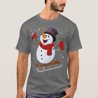 すてきクリスマス雪だるまスリディングトボガニンワイン Tシャツ
