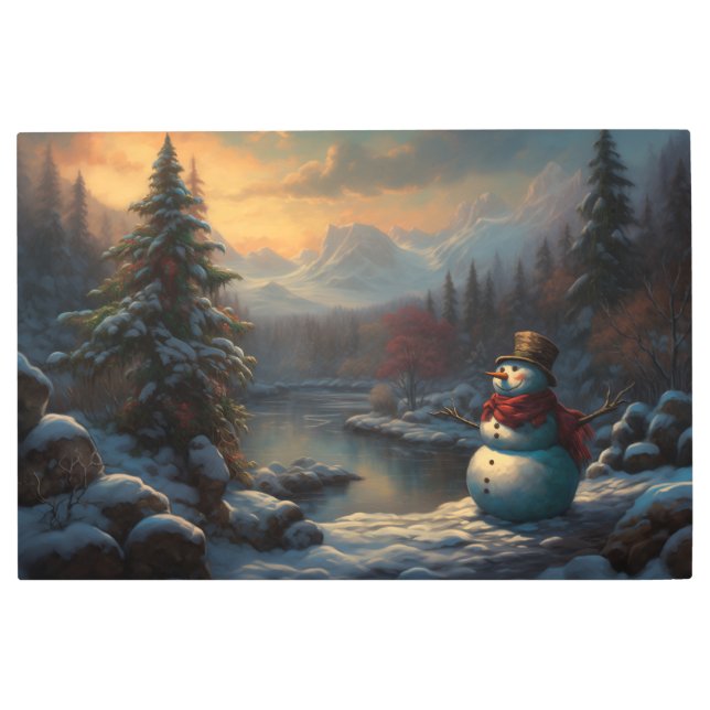 すてきクリスマス雪だるまフェスティバル メタルプリント (正面)