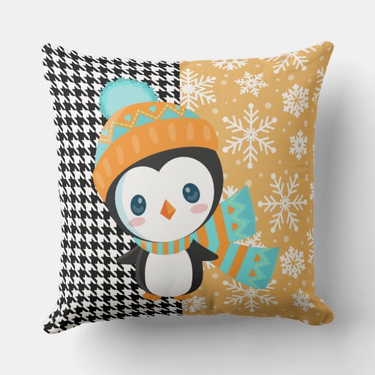 すてきクリスマス/ペンギン黒枕 クッション (裏面)