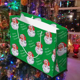 すてきサンタクロースがチャイルドの名前をパーソナライズ ラージペーパーバッグ