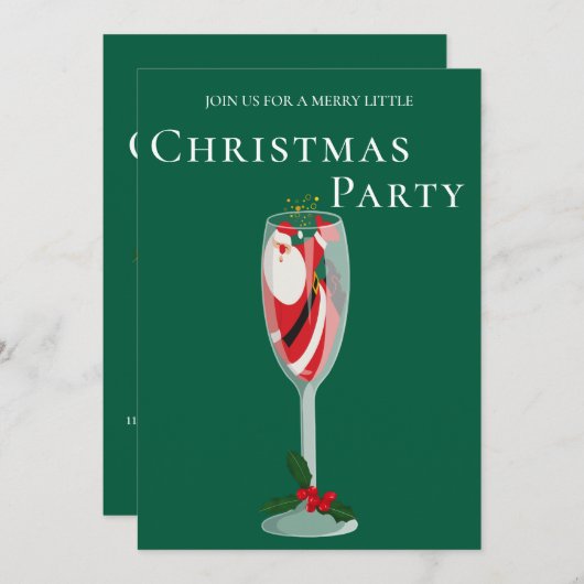 すてきサンタシャンパンのクリスマス応援 招待状 (正面/裏面)