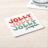 すてきシーすてきンレトロホリデータイポグラフィ スクエアペーパーコースター (アングル)