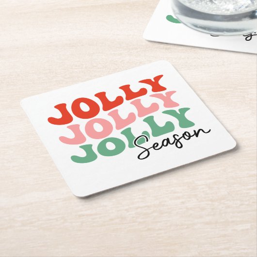 すてきシーすてきンレトロホリデータイポグラフィ スクエアペーパーコースター (アングル)