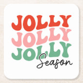 すてきシーすてきンレトロホリデータイポグラフィ スクエアペーパーコースター (正面)