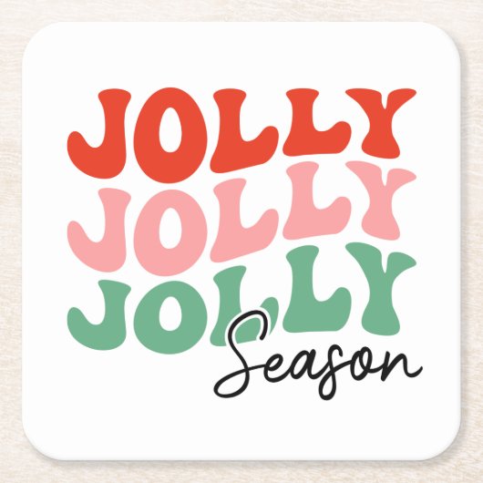 すてきシーすてきンレトロホリデータイポグラフィ スクエアペーパーコースター (正面)