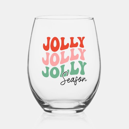 すてきシーすてきンレトロホリデータイポグラフィ ステムなしワイングラス (正面)