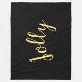 すてきスクリエレガントプトの文字黒の背景 フリースブランケット (正面)