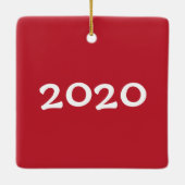 すてきストライプの写真のクリスマス装飾（年） セラミックオーナメント (裏面)