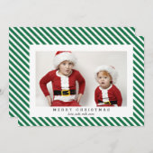 すてきストライプメリークリスマスの写真カード シーズンカード (正面/裏面)