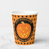 すてきハロウィーンのカボチャのちょうちんおもしろいカスタムハッピーハローウィン 紙コップ (裏面)