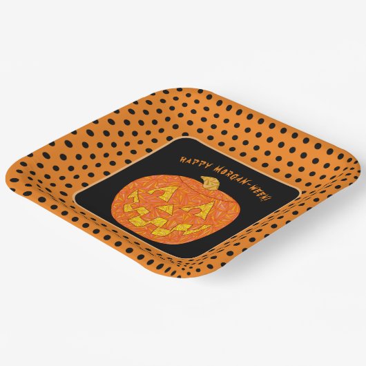 すてきハロウィーンのカボチャのちょうちんカウカスタムイハッピーハローウィン ペーパープレート (傾斜あり)