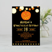 すてきハロウィーンのカボチャのちょうちんキッズアダルトハロウィーン誕生日 箔招待状 (立ち正面)