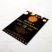 すてきハロウィーンのカボチャのちょうちんキッズアダルトハロウィーン誕生日 箔招待状 (回転した状態)