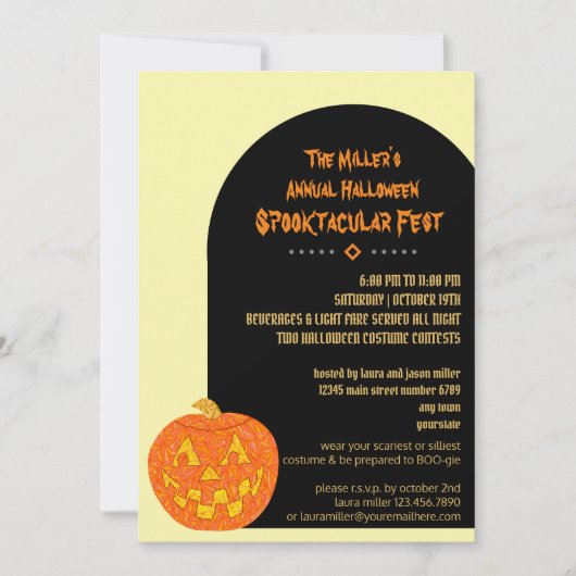 すてきハロウィーンのカボチャのちょうちんクールキッズまたは大人パーティー 招待状 (正面)