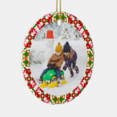 すてきフェスティバルレッドクリスマスフォト写真フレーム セラミックオーナメント (右)