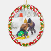 すてきフェスティバルレッドクリスマスフォト写真フレーム セラミックオーナメント (左)