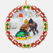 すてきフェスティバルレッドクリスマスフォト写真フレーム セラミックオーナメント (裏面)