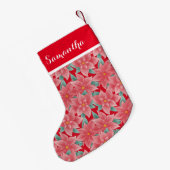 すてきポ赤と白インセパーソナライズされたッタ名 スモールクリスマスストッキング (裏面 (吊り時))