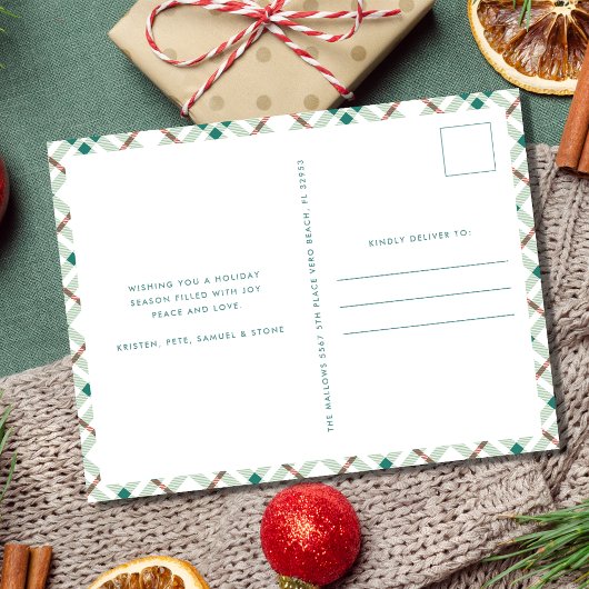 すてきモダンティール（緑がかった色）家族の写真クリスマス シーズンポストカード