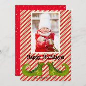 すてき小妖精や小人脚フォトハッピー シーズンカード (正面/裏面)