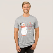 すてき雪だるまクリスマス – 温かい願い トライブレンドTシャツ (正面全面)