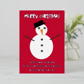 すてき雪だるまレッドキュートパーソナライズされたクリスマス 箔シーズンカード (立ち正面)