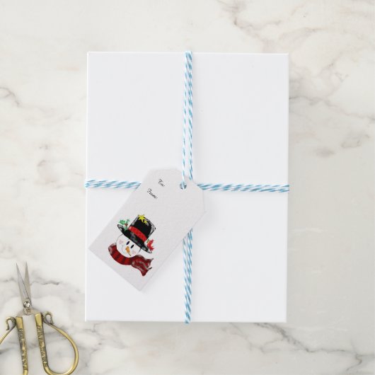 すてき雪だるま ギフトタグ (より糸付き)