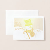 すてき雪だるま 箔カード (封筒付き正面)