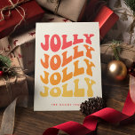 すてきGroovy波のクリカラフルスマス シーズンカード<br><div class="desc">すてきすてきすてきすてきChristmas Card：レトロなデザイン。波状のヴィンテージタイポグラフィとカラフルパレットを備えている。</div>
