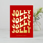 すてきGroovy波赤クリスマス金ゴールド 箔シーズンカード (立ち正面)