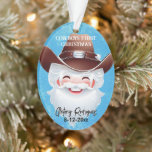 すてきSanta in a Western Hat Babys 1st Christmas オーナメント<br><div class="desc">この素晴らしいクリスマスデザインは茶色のカウボーイすてきハットにサンタクロースを示している。</div>