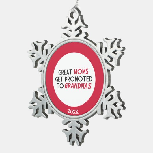 すばらしいお母さんは祖母に促進されて得ます スノーフレークピューターオーナメント (右)