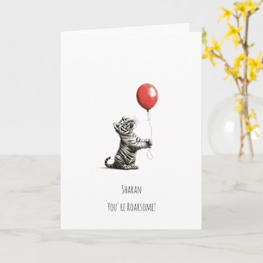 すばらしいぞ! - トラの風船の誕生日カード カード (黄色い花)