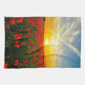 すばらしいケシ分野の日没の地平線 キッチンタオル (横)