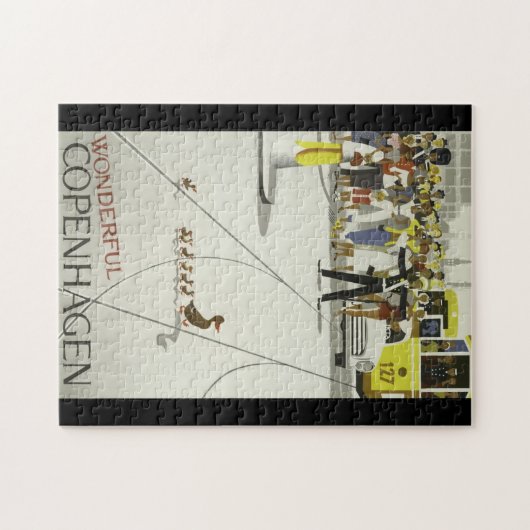 すばらしいコペンハーゲンデンマークのヴィンテージ旅行ポスター ジグソーパズル (横)