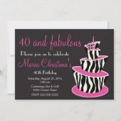 すばらしいシマウマの誕生日のパーティの招待状 (Pink) 招待状 (正面)