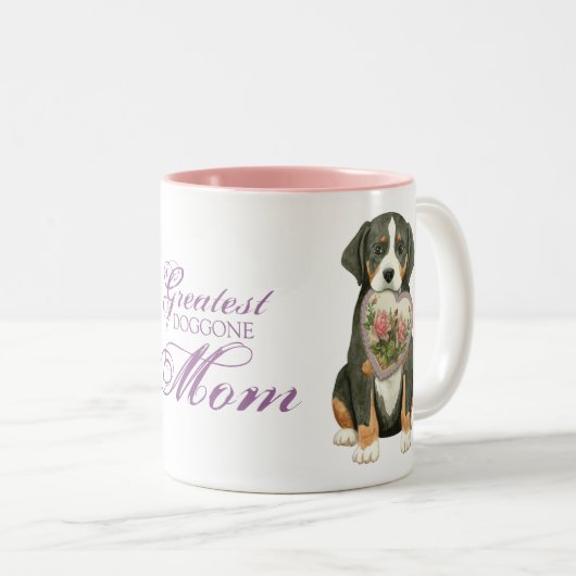 すばらしいスイス山犬のハートのお母さん ツートーンマグカップ (正面右)