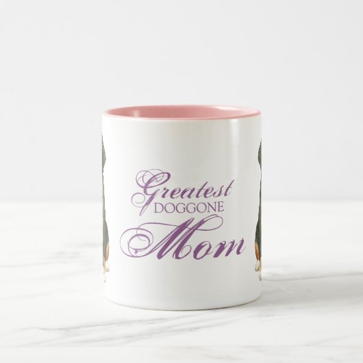 すばらしいスイス山犬のハートのお母さん ツートーンマグカップ (中央)