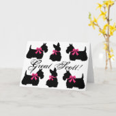 "すばらしいスコット! "、スコットランドテリアの空白のなカード2 カード (黄色い花)