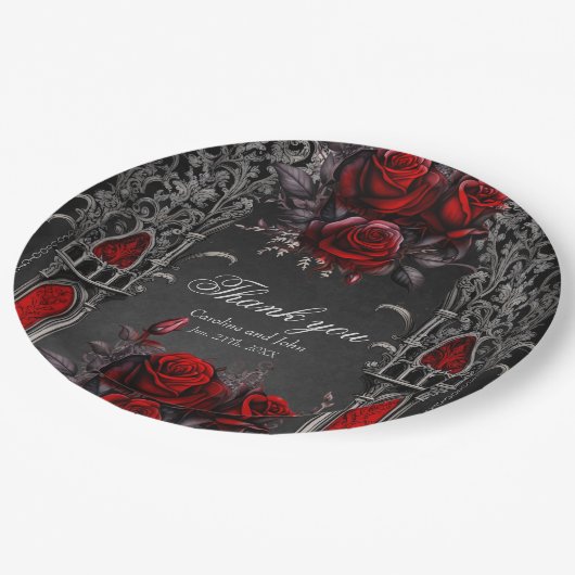 すばらしいダーク結婚ゴシックのデザイン。 ペーパープレート (アングル)