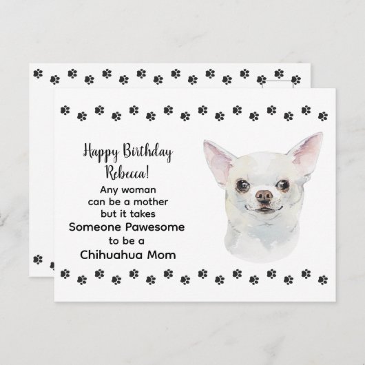 すばらしいチワワのママ 誕生日おめでとう ポストカード (正面/裏面)
