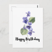 すばらしいバイオレットの花束 ハッピーバースデー ポストカード (正面/裏面)