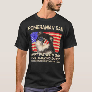 すばらしいパパへ 父の日 おめでとう ポメラニアン Tシャツ