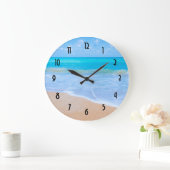 すばらしいビーチ熱帯場面写真 ラージ壁時計 (ホーム)