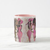 すばらしいピンクおよび緑の女子学生クラブのマグ マグカップ (中央)