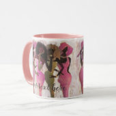 すばらしいピンクおよび緑の女子学生クラブのマグ マグカップ (正面左)